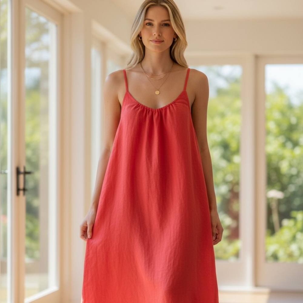The Vanity Room Vibrant Coral Dress